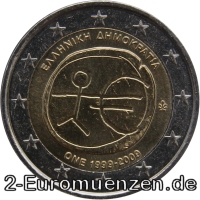 2 Euromunt van Griekenland uit 2009 met het motief 10 jaar euro
