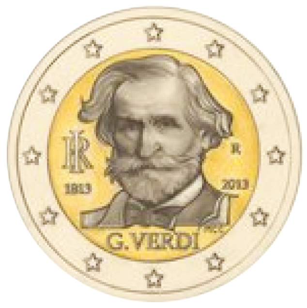 2 Euromünze aus Italien mit dem Motiv 200. Geburtstag von Giuseppe Verdi