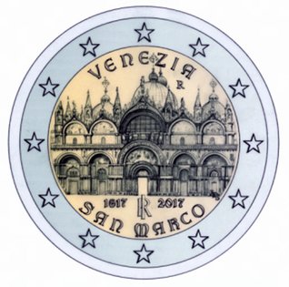 2 Euro Sondermünze aus Italien mit dem Motiv 400. Jahrestag der Fertigstellung der Basilica di San Marco in Venedig