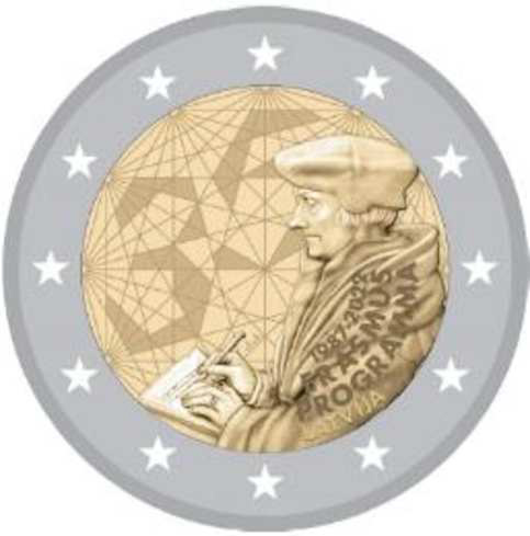 2 Euromünze aus Lettland mit dem Motiv 35 Jahre Erasmus-Programm
