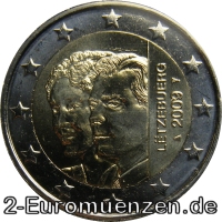  2 Euromünze aus Luxemburg mit dem Motiv 90. Jahrestag der Thronbesteigung von Großherzogin Charlotte