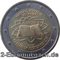 2 Euromünze aus Österreich mit dem Motiv 50 Jahre Römische Verträge