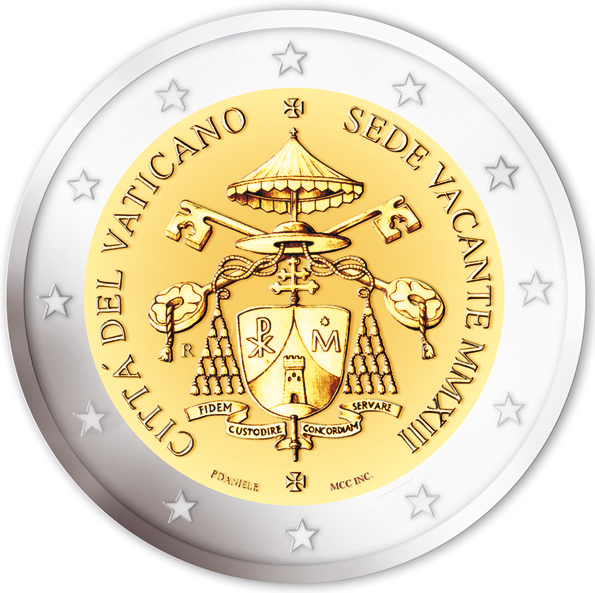 2 Euromünze aus dem Vatikan mit dem Motiv Sede Vacante MMXIII