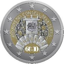 2 Euro Sondermünze aus Andorra uit 2019 mit dem Motiv 600 Jahre Consell de la Terra