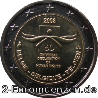 2 Euromünze aus Belgien mit dem Motiv Verkündigung der Menschenrechte