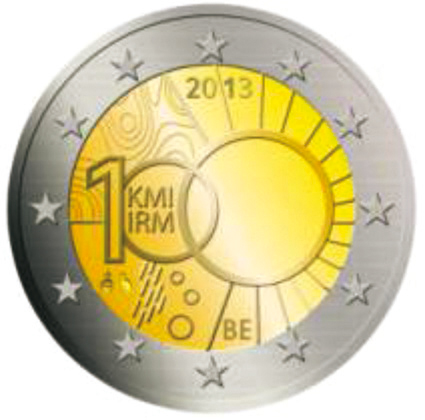 2 Euromünze aus Belgien mit dem Motiv Königliches Meteorologisches Institut