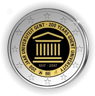 2 Euro Sondermünze aus Belgien mit dem Motiv 200. Jahrestag der Gründung der Universität Gent