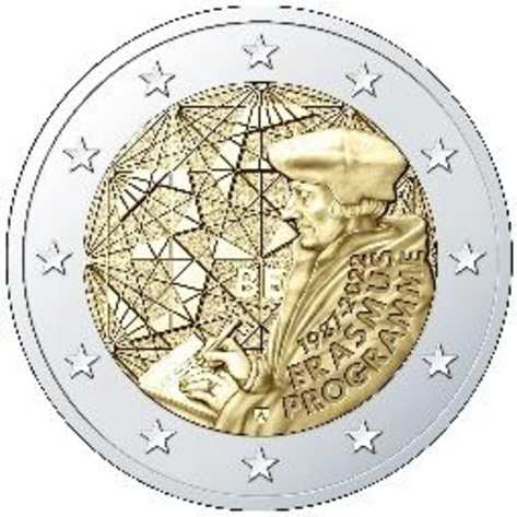 2 Euromünze aus Belgien mit dem Motiv 35 Jahre Erasmus-Programm