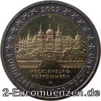 2 Euromünze aus Deutschland mit dem Motiv Mecklenburg–Vorpommern – Schweriner Schloss