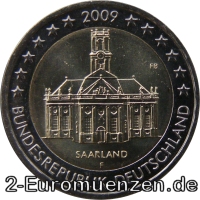2 Euromünze aus Deutschland mit dem Motiv Saarland – Ludwigskirche