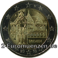 2 Euromünze aus Deutschland mit dem Motiv Bremen – Bremer Rathaus