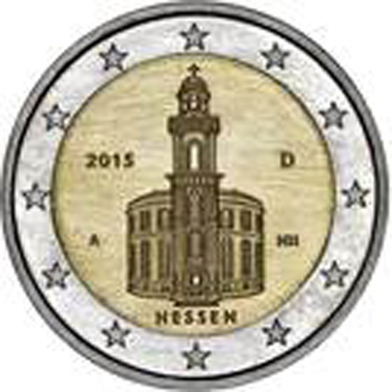 2 Euromünze aus Deutschland mit dem Motiv Hessen – Paulskirche