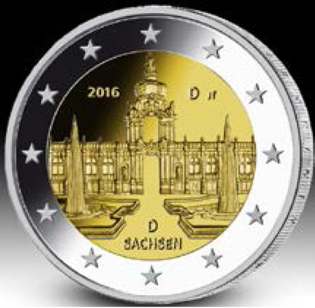 2 Euromünze aus Deutschland mit dem Motiv Sachsen – Dresdner Zwinger