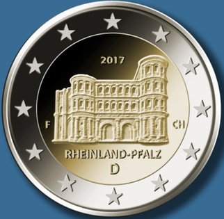 2 Euromünze aus Deutschland mit dem Motiv Rheinland–Pfalz – Porta Nigra