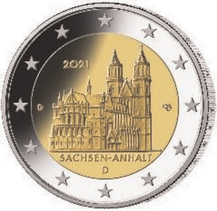 2 Euromünze aus Deutschland mit dem Motiv Sachsen–Anhalt – Magdeburger Dom