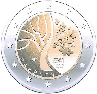 2 Euro Sondermünze aus Estland mit dem Motiv Unabhängigkeit Estlands