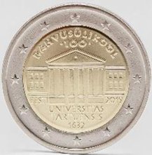 2 Euro Sondermünze aus Estland aus 2019 mit dem Motiv 100 Jahre Universität Tartu