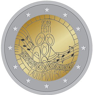 2 Euro Sondermünze aus Estland uit 2019 mit dem Motiv 150 Jahre Liederfest
