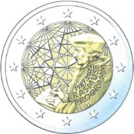 2 Euromünze aus Estland mit dem Motiv 35 Jahre Erasmus-Programm