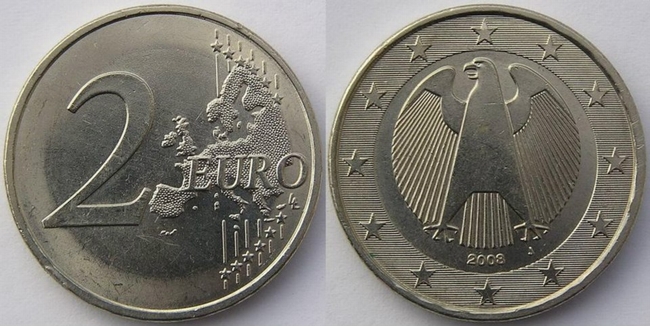2 Euro Monometall Deutschland 2008