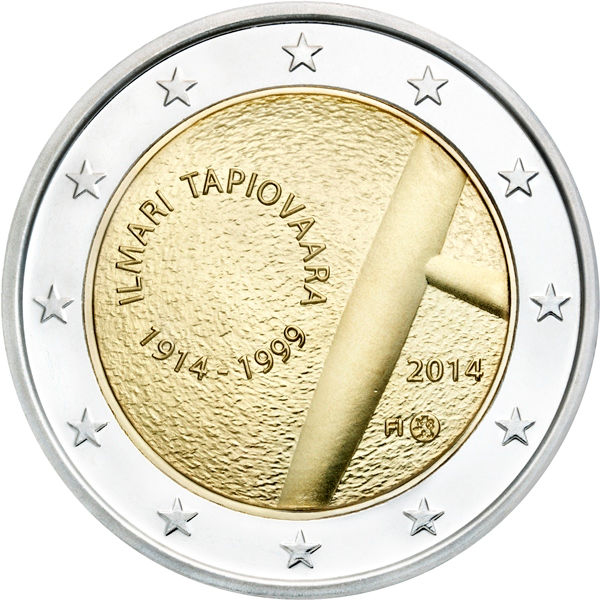 2 Euromünze aus Finnland mit dem Motiv 100. Geburtstag des Designers und Innenarchitekten Ilmari Tapiovaara