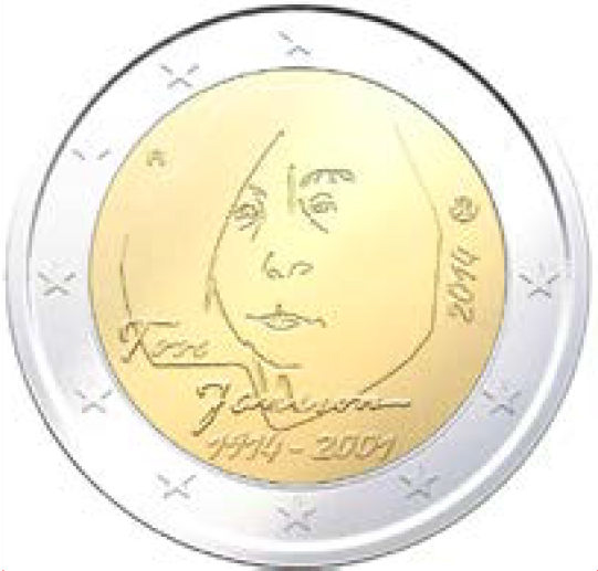 2 Euromünze aus Finnland mit dem Motiv 100. Geburtstag Tove Janssons