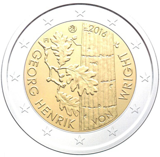 2 Euro Sondermünze aus Finnland mit dem Motiv 100. Geburtstag von Georg Henrik von Wright
