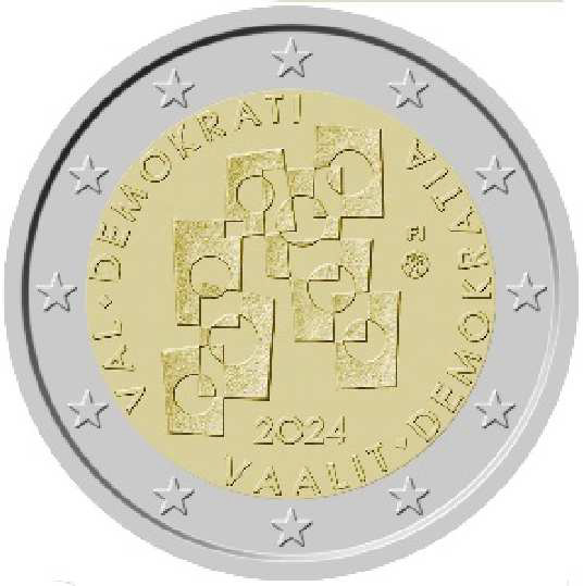 2 Euro Sondermünze aus Finnland aus 2024 mit dem Motiv Wahlen und Demokratie