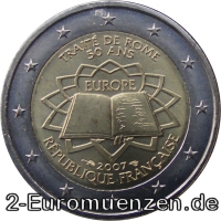 2 Euromünze aus Frankreich mit dem Motiv 50 Jahre Römische Verträge