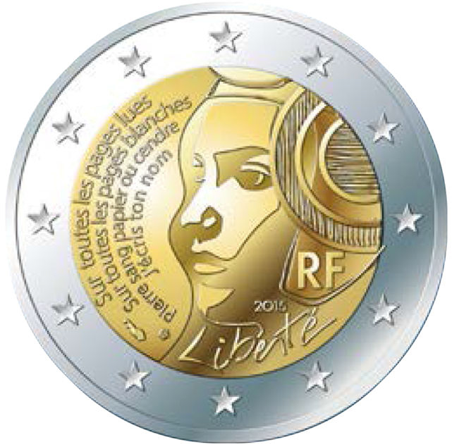 2 Euromünze aus Frankreich mit dem Motiv 225. Jahrestag des Föderationsfestes