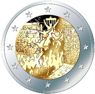 2 Euro Sondermünze aus Frankreich uit 2019 mit dem Motiv 30 Jahre Fall der Berliner Mauer