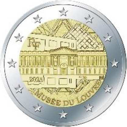 2 Euro Sonderm&uuml;nze aus Frankreich aus 2025 mit dem Motiv Louvre