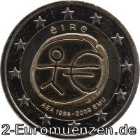 2 Euromünze 2009 aus Irland mit dem Motiv 10 Jahre Euro