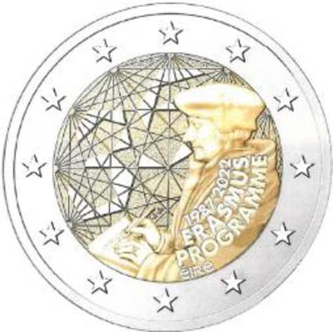 2 Euromünze aus Irland mit dem Motiv 35 Jahre Erasmus-Programm