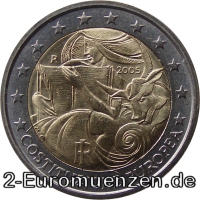 2 Euromünze aus Italien mit dem Motiv EU-Verfassung