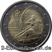2 Euromünze aus Italien mit dem Motiv Olympische Winterspiele in Turin 2006