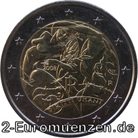 2 Euromünze aus Italien mit dem Motiv 60. Jahrestag der Verkündung der Menschenrechte