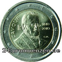  2 Euromünze aus Italien mit dem Motiv 200. Geburtstag von Camillo Benso Graf von Cavour