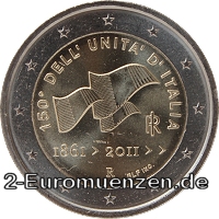 2 Euromünze aus Italien mit dem Motiv 150. Jahrestag der Vereinigung Italiens