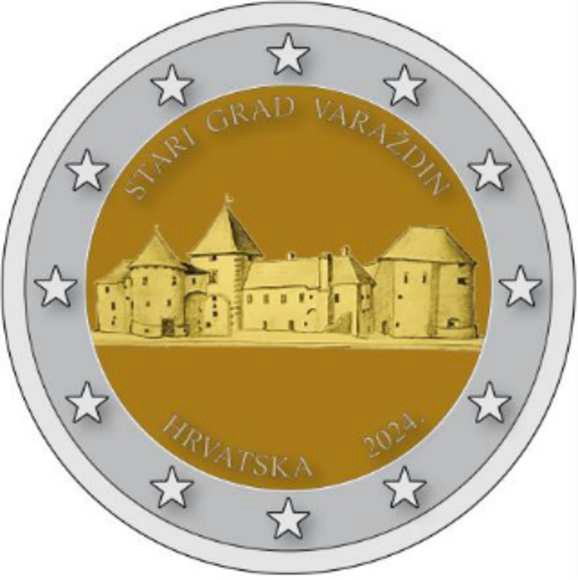 2 Euro Sondermünze aus Kroatien aus 2024 mit dem Motiv Varaždin