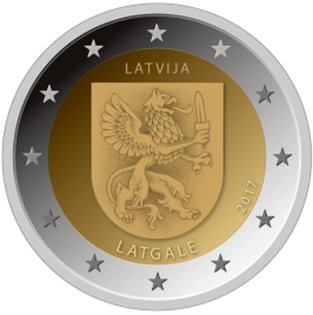 2 Euro Sondermünze aus Lettland mit dem Motiv Region Latgale