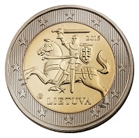 2 euro Umlaufmünze aus Litauen mit dem Vytis im Wappen von Litauen