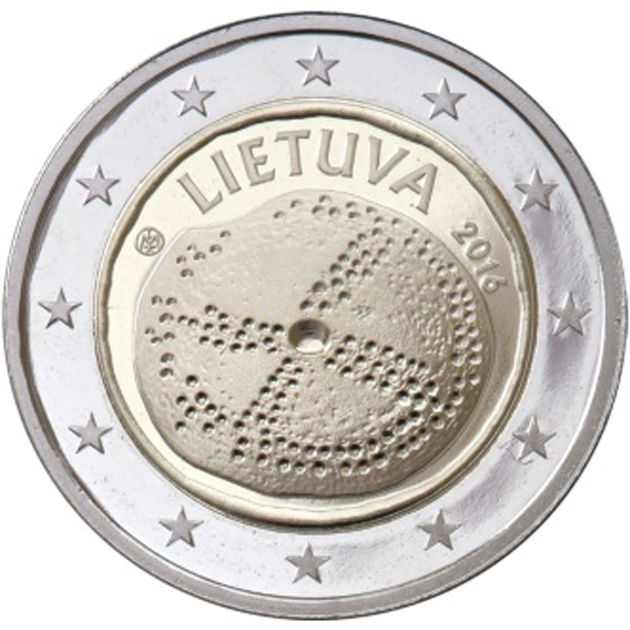 2 Euro Sondermünze aus Litauen aus 2016 mit dem Motiv Baltische Kultur