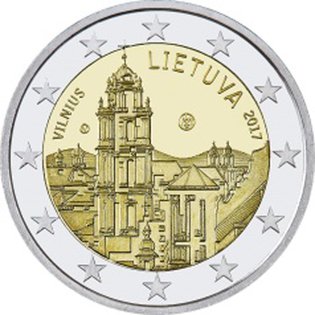 2 Euro Sondermünze aus Litauen mit dem Motiv Vilnius