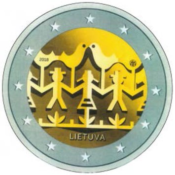 2 Euro Sondermünze aus Litauen mit dem Motiv Gesang- und Tanzfestival
