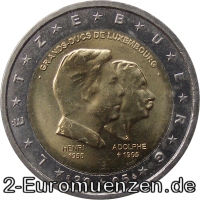 2 Euromünze aus Luxemburg mit dem Motiv Großherzog Henri und Großherzog Adolphe