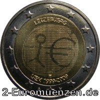  2 Euromünze aus Luxemburg mit dem Motiv 10 Jahre Euro