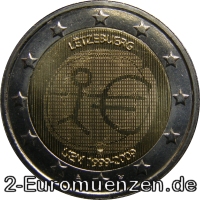 2 Euromünze aus Luxemburg mit dem Motiv 10 Jahre Euro