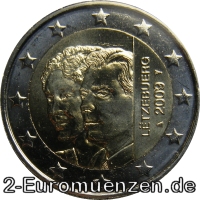2 Euromünze aus Luxemburg mit dem Motiv 90. Jahrestag der Thronbesteigung von Großherzogin Charlotte