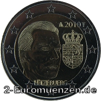 2 Euromünze aus Luxemburg mit als Motiv das Wappen von Großherzog Henri